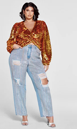 Plus size sequin store jeans